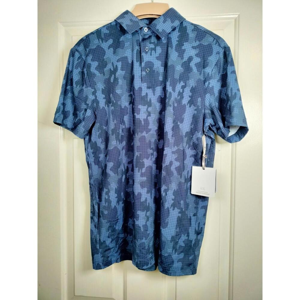NWT Collection by Michael‎ Strahan Men's Blue Camo Polo Shirt - Size Small